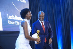 Lucia Musau of the African Elite Group received the Travel & Lifestyle Creator Excellence Award during the Click Awards ceremony held at the University of Nairobi on May 14, 2026.