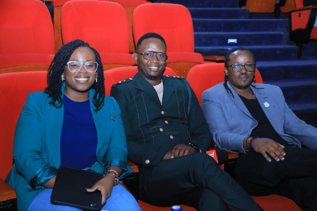 Martin Githinji, popularly known as “Daddie Marto,” (centre) poses with fellow Kenyan creators during the Click Awards held at the University of Nairobi on May 14, 2026.