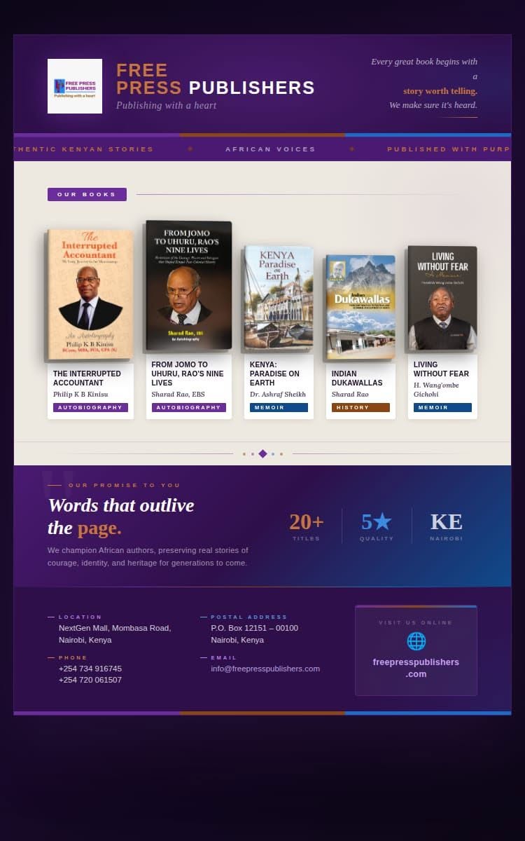 A glimpse of the Free Press Publishers book catalogue shared on social media, featuring a curated collection of titles reaching readers through digital channels.