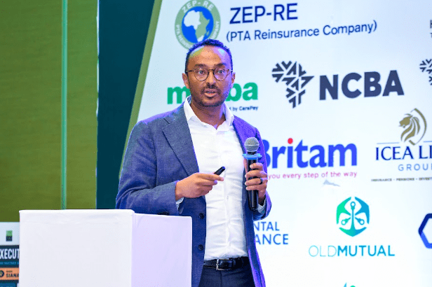 Henock Eyob, Managing Director and Partner at Boston Consulting Group (BCG), delivers a keynote address at the InsurTech Forum Nairobi 2026. Photo/Courtesy