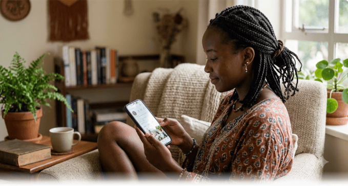 A young woman browses a social media feed on her smartphone, reflecting growing concerns about how short-form content is affecting attention spans and detailed reading.