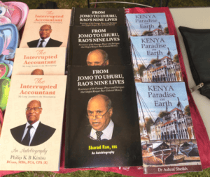 Memoirs and autobiographies on display at the Kenya National Library Service grounds during the National Reading Day celebrations on 10 July 2026. Top 6 Life Lessons from African Memoirs